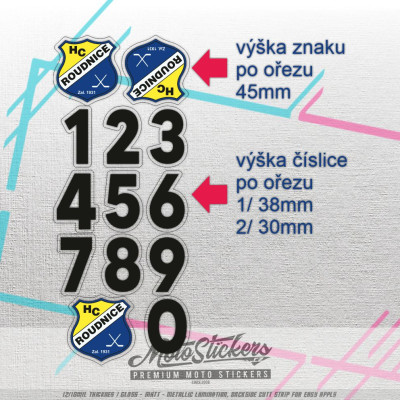 sticker set not only for helmets - numbers 0-9 and your logos