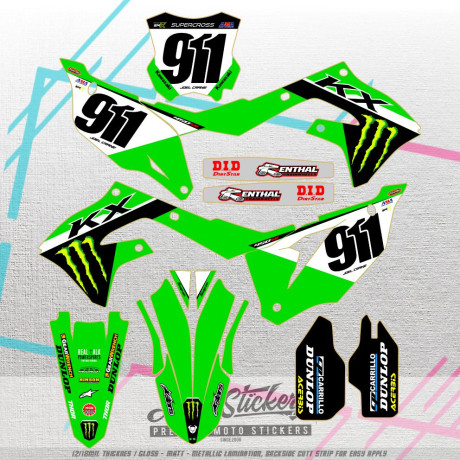 Kawasaki KXF KX450F 2019-2023 KX250F 2021-2024 stickers kit graphic