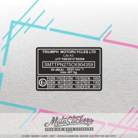 Frame sticker repair - VIN label - Triumph 69x45mm