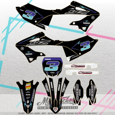YAMAHA YZ125 & YZ250 2022 - 2023 custom holographic motocross sticker set + clear swingarm
