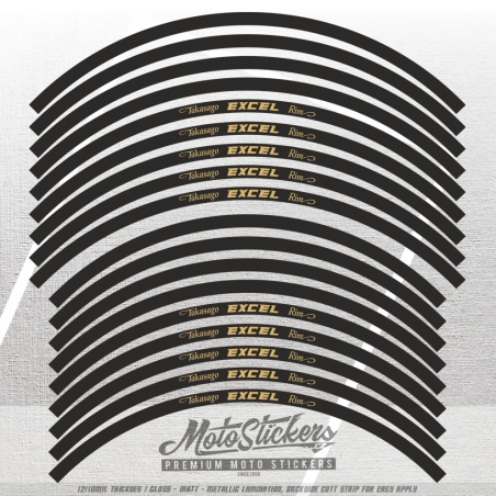 EXCEL RIM DECALS GRAPHICS - GOLD CHROME