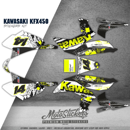 Kawasaki KFX 450 graphic kit - stickers (flou - safety yellow/black)