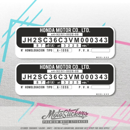 Frame sticker repair - VIN label - Honda 82x27mm