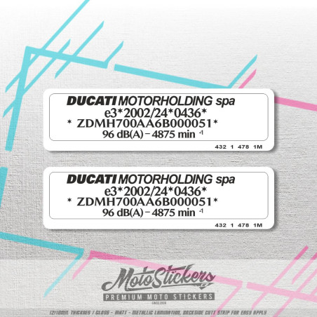 Oprava samolepky na rámu - VIN štítek - Ducati 74x20mm