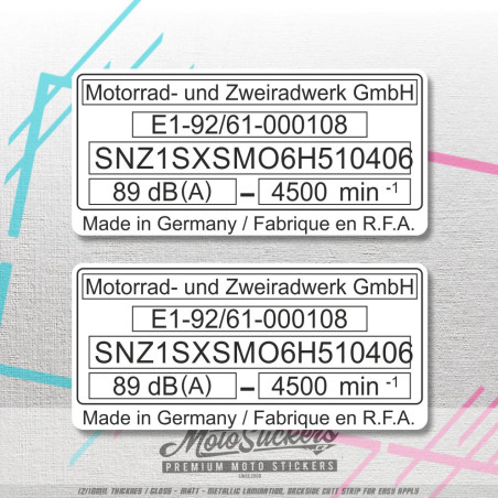 Frame sticker repair - VIN label - DRESEL 74x25mm