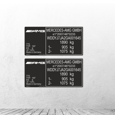 Frame sticker repair - VIN label - AMG Mercedes 85x42mm
