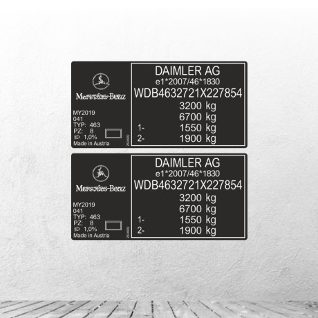 Frame sticker repair - VIN label - AMG Mercedes 85x42mm