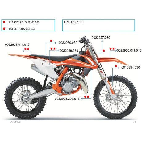 Plastový kit Acerbis pro  KTM SX 85 18- replica 18 replica 18