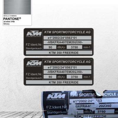 Frame sticker repair - VIN label - KTM 92x36mm - silver color