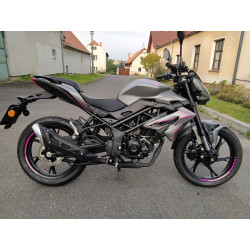 Benelli BN 125 2023 stickers kit (clear background/magneta/silver,black) with rims stickers