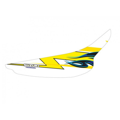 potah sedla RM 01-08 Team Suzuki 03 bílá/žlutá/modrá/černá