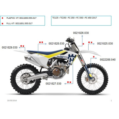 Plastový kit Acerbis pro HQTC125 16/18,250 17/18,FC250/350/450 16/18 replica 17 replica 17