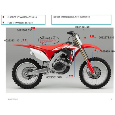 Plastový kit Acerbis pro   CRF 450R17/18, CRF 250R 18 replica 18 replica 18