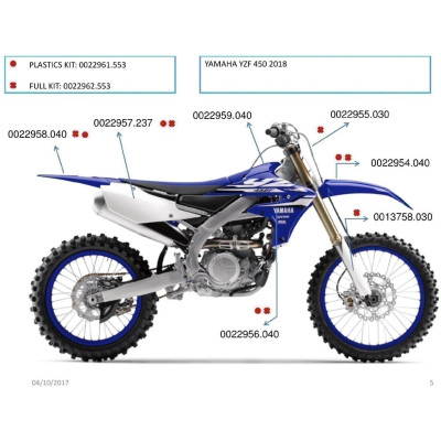 Plastový kit Acerbis pro  YZF450 18/22,YZF250 19/23,WRF450 19/23,WRF250 20/23 černá černá