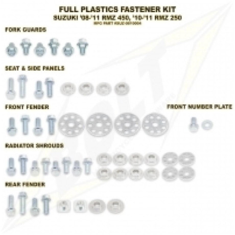 sada šroubů plastů  pasuje na RMZ 450 08-17,RMZ 250 10-18