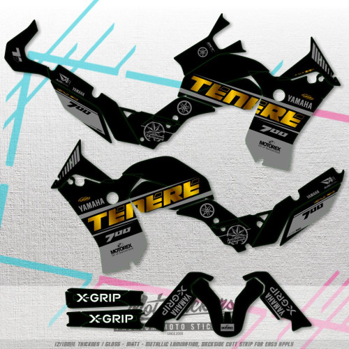 Yamaha Tenere 700 sticker set pattern x26 without front fender for Rtech plastics