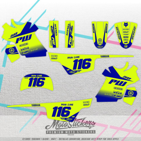 Yamaha PW 50 sticker set pattern 2 (flou yellow colour)