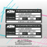 Oprava samolepky na rámu - VIN štítek - KTM 92x36mm