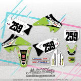Kawasaki KX 250 2006 kompletní samolepky replika sady James Stewart (speciální tisk, originál zelená)
