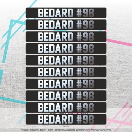 Name tag not only for hockey sticks - 10pcs (print on black foil, silver chrome print)