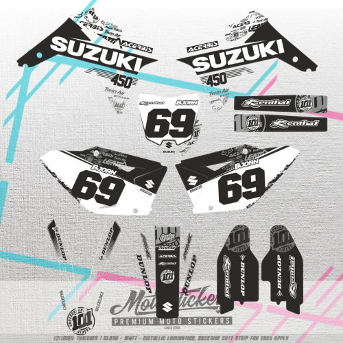 SUZUKI RM-Z RMZ 450 2007-2017 speciální sada samolep (tisk na čirou fólii)