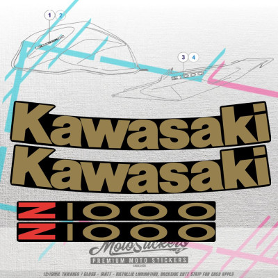 Kawasaki Z1000 2004 replika samolep (černé, červená, stříbrnozlatá)